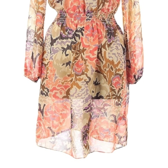 Lauren Ralph Lauren Tie Neck Spring Floral Chiffon Long Sleeve Dress Size 4 - Picture 5 of 9